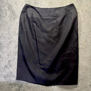 Linda Allard Ellen Tracy Classic Black Silk Above the Knee Pencil Skirt size 10